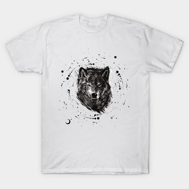 Wolf in space T-Shirt by RIX ART